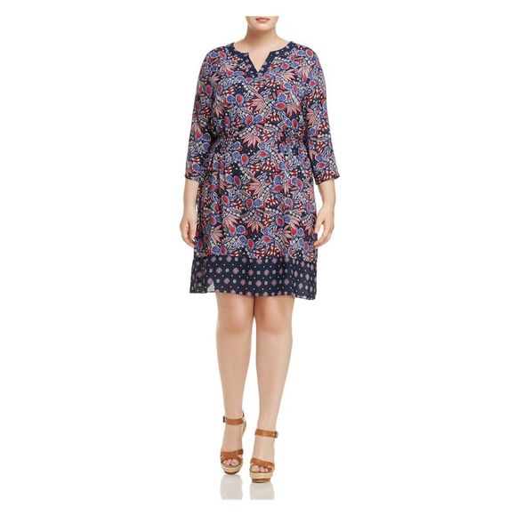 FOXCROFT Womens Stretch Pocketed Striped Roll-tab Sleeve Collared Tunic Top